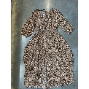 City Chic Cheetah Print A Line Maxi Dress V neck NWT Front Split 18